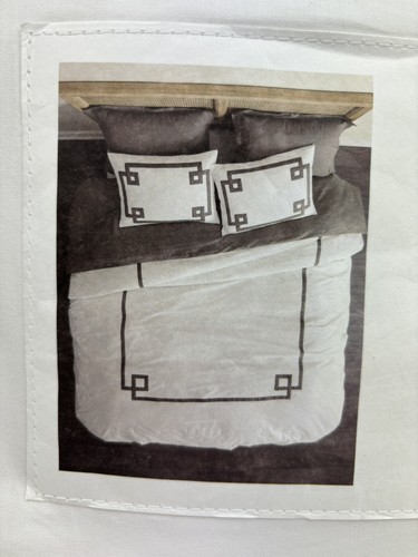 Villa Noble Excellence KING Greek Key Duvet Cover Shams Set GRAY White Dillards - Picture 4 of 12