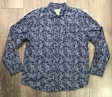 Scandia Woods Men's Blue Floral Paisley Button Down Shirt Size L Large