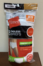 New Hanes Men's Regular Full Rise White Brief Pack of 3 Medium 32 34 2252P3