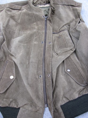 Vintage Camel Travel Line Gilet Waistcoat Mens L Brown Pig Split Suede Leather - Picture 10 of 11