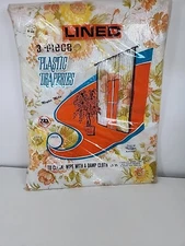 Maytex Mills Mid Century 3 Piece Lined Plastic Draperies NOS