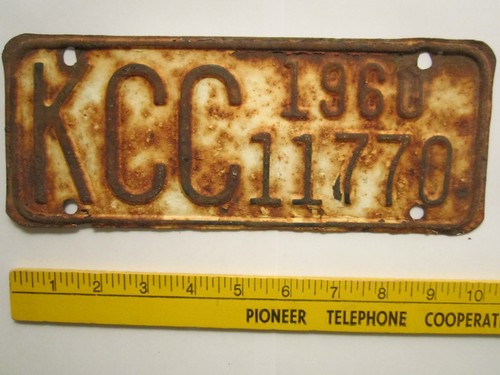 LICENSE PLATE Car Tag 1960 KANSAS CORPORATION COMMISSION KCC 11770
