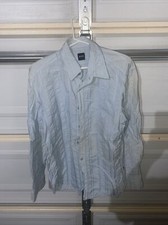 Hugo Boss Shirt Mens Large Light Blue Striped Long Sleeve Button Up Cotton