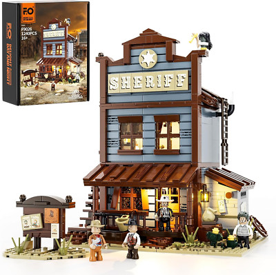 Funwhole Sheriff'S-Office Lighting Building-Bricks Set - the Old West Sheriff'S