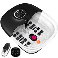 Collapsible Foot Spa Bath with Heat Remote Temperature Control Bubbles BLACK 
