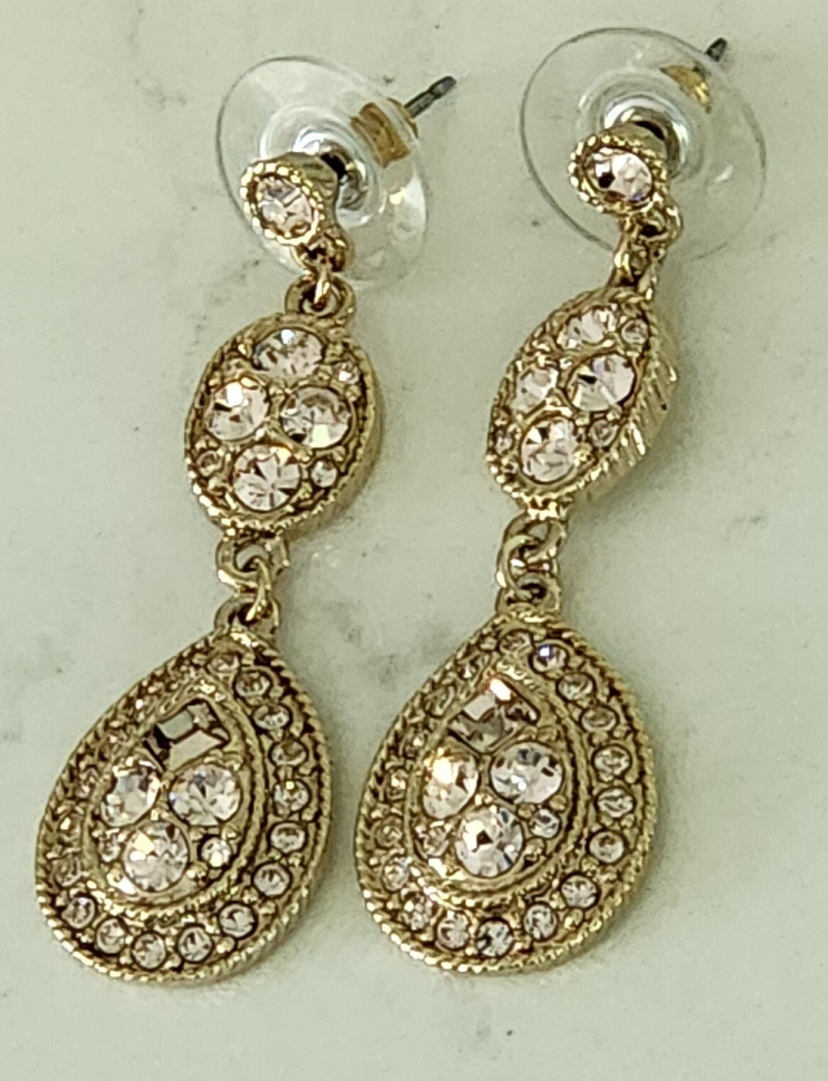 Designer GIVENCHY Signed Rhinestone TEARDROP Dang… - image 9