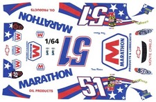 51 Tony Raines MARATHON Oil 2004 Chevy 1/64th HO Scale Slot Car DECALS