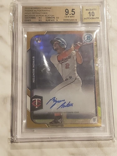 Byron Buxton TWINS 2015 Bowman Chrome GOLD Refractor Rookie Rc BGS 9.5 Auto 10