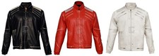 Michael Jackson Beat It MJ White, Red & Black Men's Leather Jacket - All sizes
