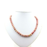 Steine Und Mineralien. Collier Perlen Rhodonit 8 Mm Kette Aus Edelstahl.