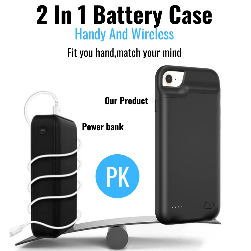 Power Bank Charging Cover For iPhone 8 7 6 Plus SE External Charger Battery Case