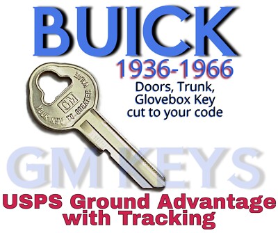 1936-1966 GM Buick Doors Trunk Glovebox Key Cut to Code 8751-9000