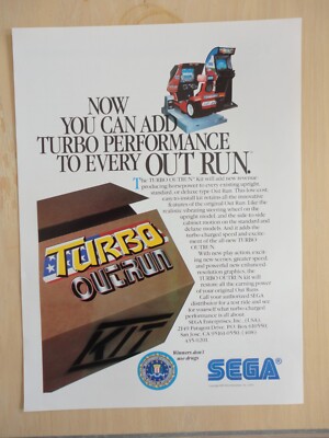 Turbo Out Run Video Arcade Machine Flyer Original Magazine Pull Out Ad