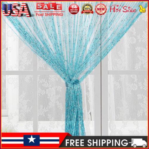 1*2m Encryption Flash Silver String Curtain Door Window Decor (Water Blue) - Picture 1 of 5