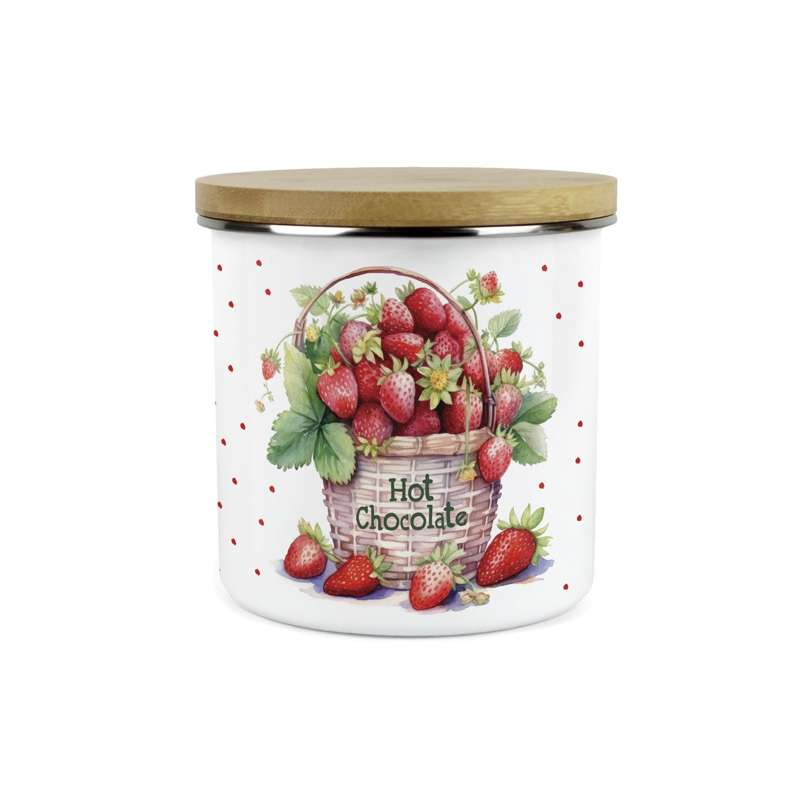 Strawberry Basket Hot Chocolate Canister - 1.2L Large Kitchen Storage Jar Gift