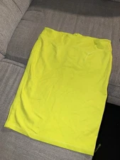ALEXANDER MQUEEN Women's Skirt Pencil Monogram VOLT YELLOW  Viscose Size L 🌴