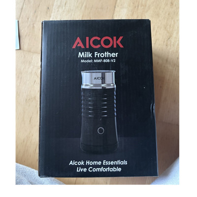Aicok Milchaufschäumer MMF-808-V2, elektrisch, Edelstahl, schwarz/silber