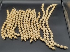 19' Natural Wood Finish Round Bead Garland Interlocking Set 1 Farmhouse