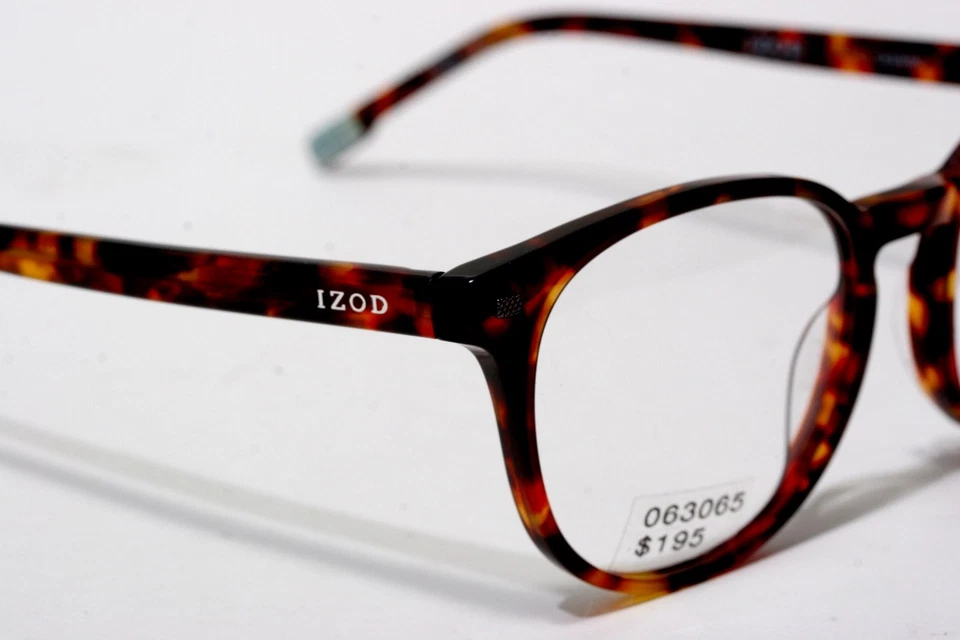 New IZOD Tortoise Clear Crystal Oval Glasses Frames Italy IZ 2097 51 18 145 B180 - Image 2 of 4