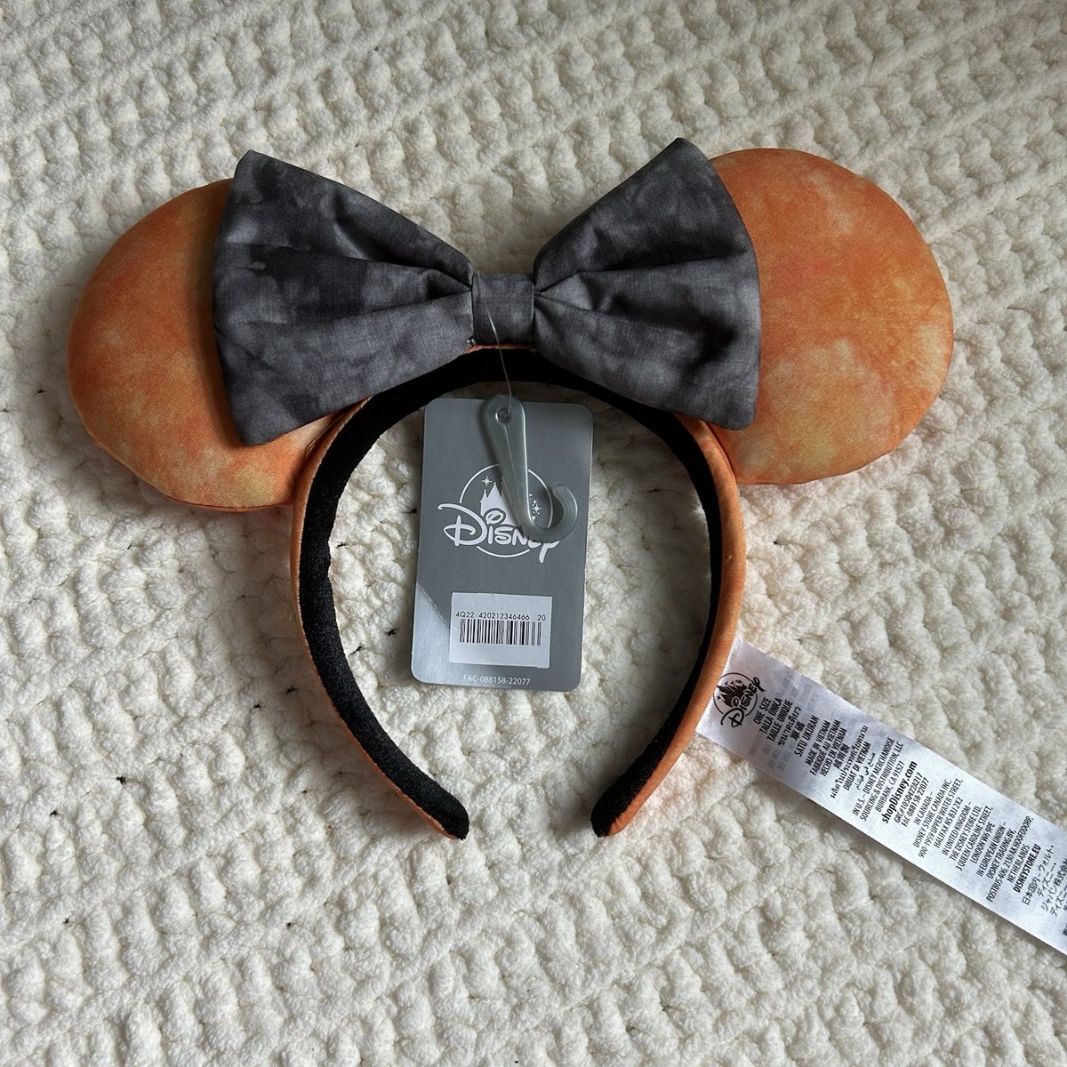 Disney Minnie ears orange tie dye gray bow ears Halloween 