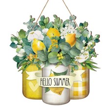 Hello Summer Welcome Wooden Sign for Front Door Hello Wooden Hanger Summer Do...