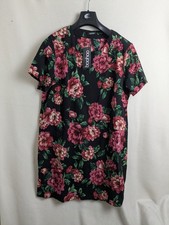 Boohoo Ladies Floral Cap Sleeve Shift casual Dress Black Mix Size 18 New