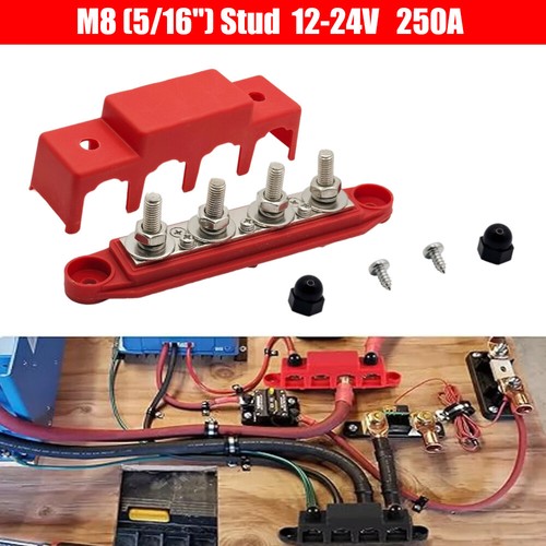 250A 12V-24V Bus Bar Power Distribution Block 4 Studs Junction Block For Auto - Picture 5 of 21