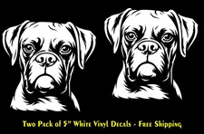 Boxer Stare Two 5" White Vinyl Decals Car Truck Window Laptop Tablet Tumbler