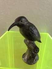 Heavy Solid Brass Kingfisher Nicely Detailed Bird Figurine Sculpture Vintage Old