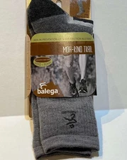 BALEGA Moh-Rino Trail Crew Socks (Grey/Steel) Medium