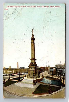 Indianapolis IN-Indiana State Soldiers Sailors Monument Vintage c1909 Postcard