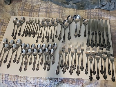 #ad Oneida Northland Baton Rouge Stainless Japan 65 Pc Flatware Serves 6 amp; Serving $145.00