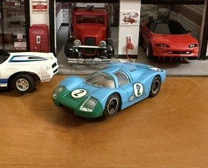 HTF Rare 1970-71 Tyco Pro #8801 H.O. Porsche 908 Short Nose Blue/Green Slot Car