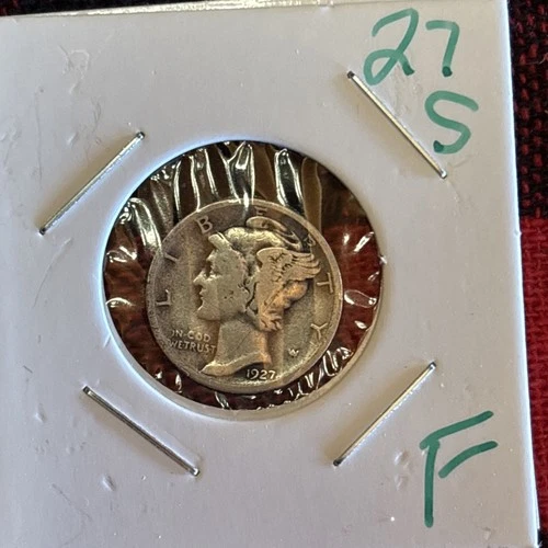1927 S Mercury Dime 90% Silver  Fine F