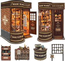 DIY Book Nook Kit with Magic Wand, 3D Wooden Puzzle, DIY Dollhouse Miniature Boo
