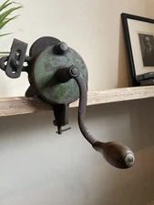 Vintage Hand Crank Bench Grinder Sharpener Cast Iron Tool Grinding Wheel