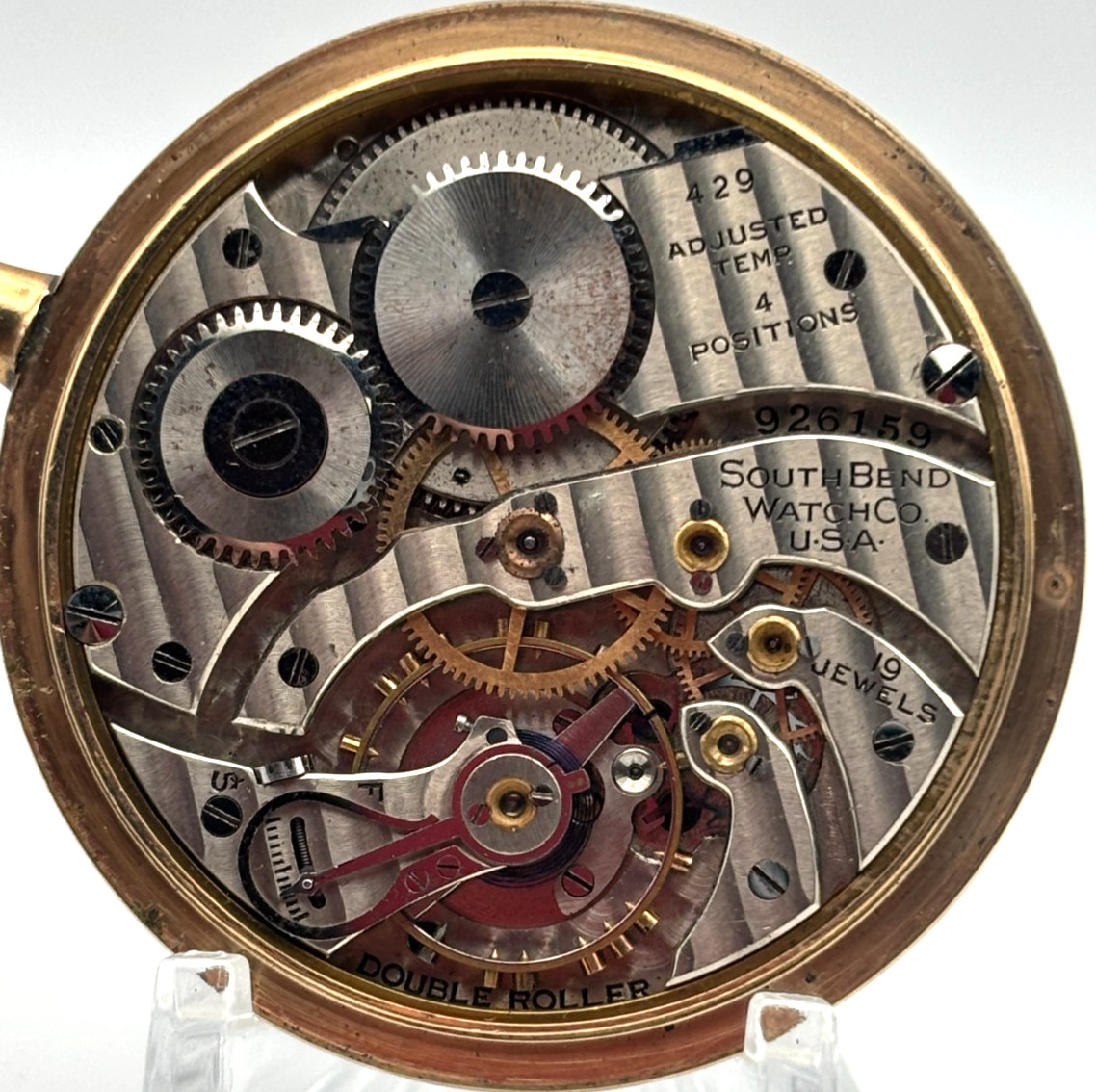 South Bend 19 Jewel Size 12 Open Face Gold Filled Pocket Watch runs