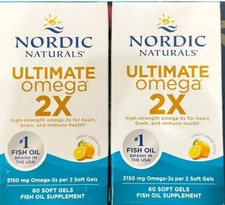 LOT 2 Nordic Naturals Ultimate Omega 2X Softgels,Lemon Flavor - 60 Ct 07/28