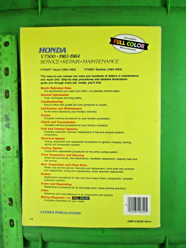 Manuale Di Servizio CLYMER Honda VT500FT Ascot VT500C 1983-1984 M344 239 Pagine - Immagine 2 di 4