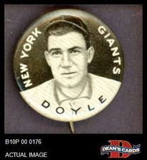 1910 Sweet Caporal Pins Larry Doyle SM Giants VARIATION 6 - EX/MT