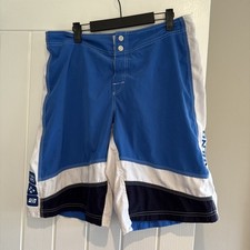 Billabong Board Shorts Swimwear Mens Large W34 Blue Logo Beach Surf Y2K Fin Comb