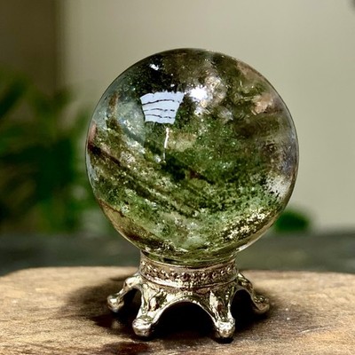 20G Natural Green Ghost Crystal Quartz Ball Crystal Sphere Mineral Specimen