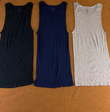 Fruit of the Loom Mens XL Black Blue Gray Classic Tank Undershirt 3 Pack New