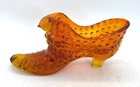 Vintage Fenton Orange Amberina Hobnail Shoe with Cat Head EUC