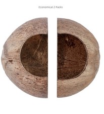 Natural Coconut Reptile 2 PCS Smooth Surface,Small Animal Pet Hide Cave Burrow  