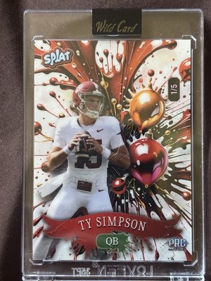 Wild Card Splat Ty Simpson 2025 Serial Numbered Exclusive 1/5 Football Card