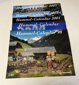 4 Vintage Collectible Hummel Calendars Dated 1998, 01, 02, & 03. Excellent