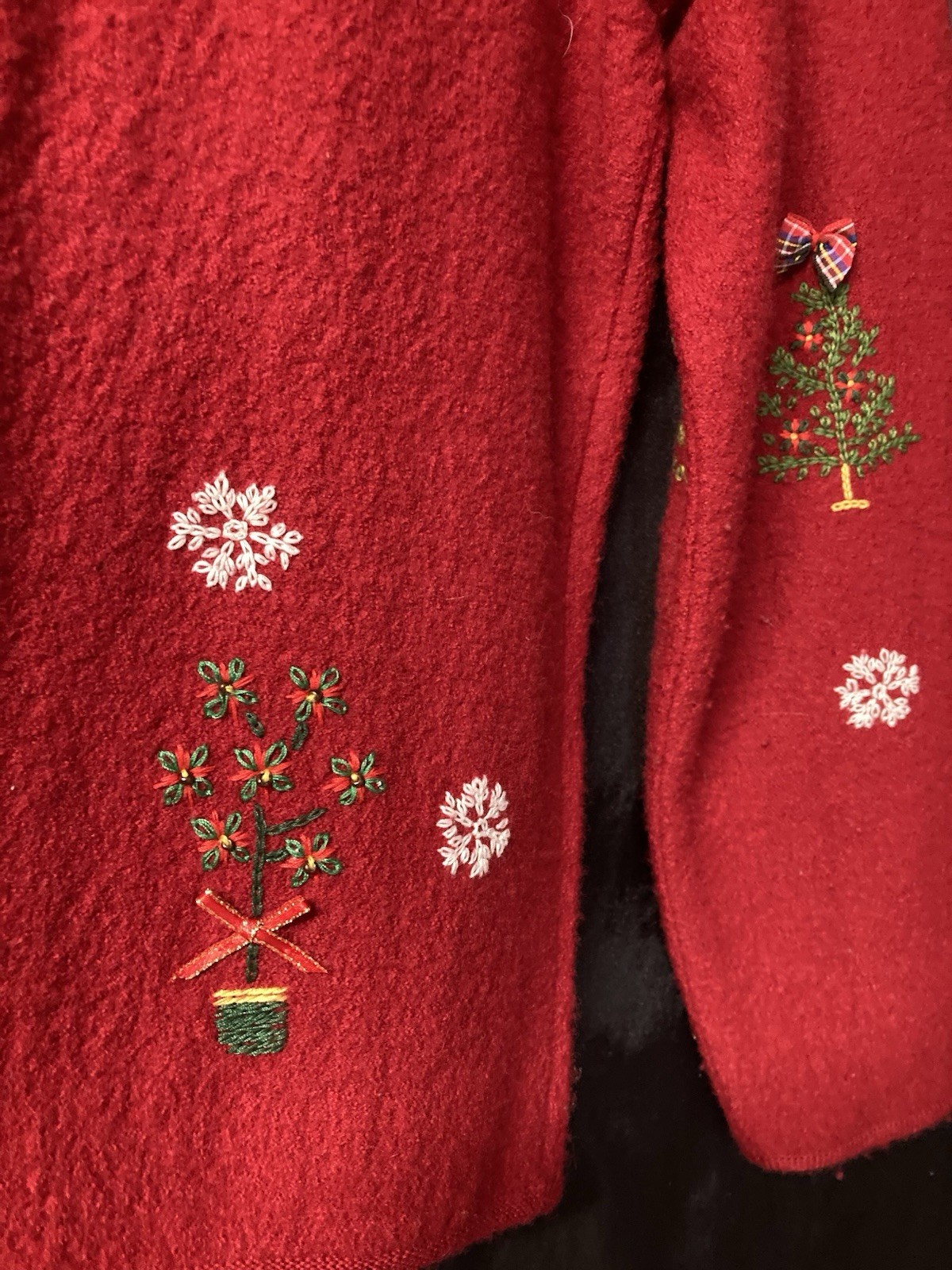 Talbots Red Wool Embroidered Button Cardigan Swea… - image 7