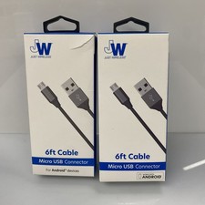 2X Just Wireless 6 ft Micro USB Cable- Gray- Works With Android