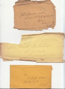 Lot of Three 1800s Hand Addressed Envelopes Columbia County Hillsdale NY